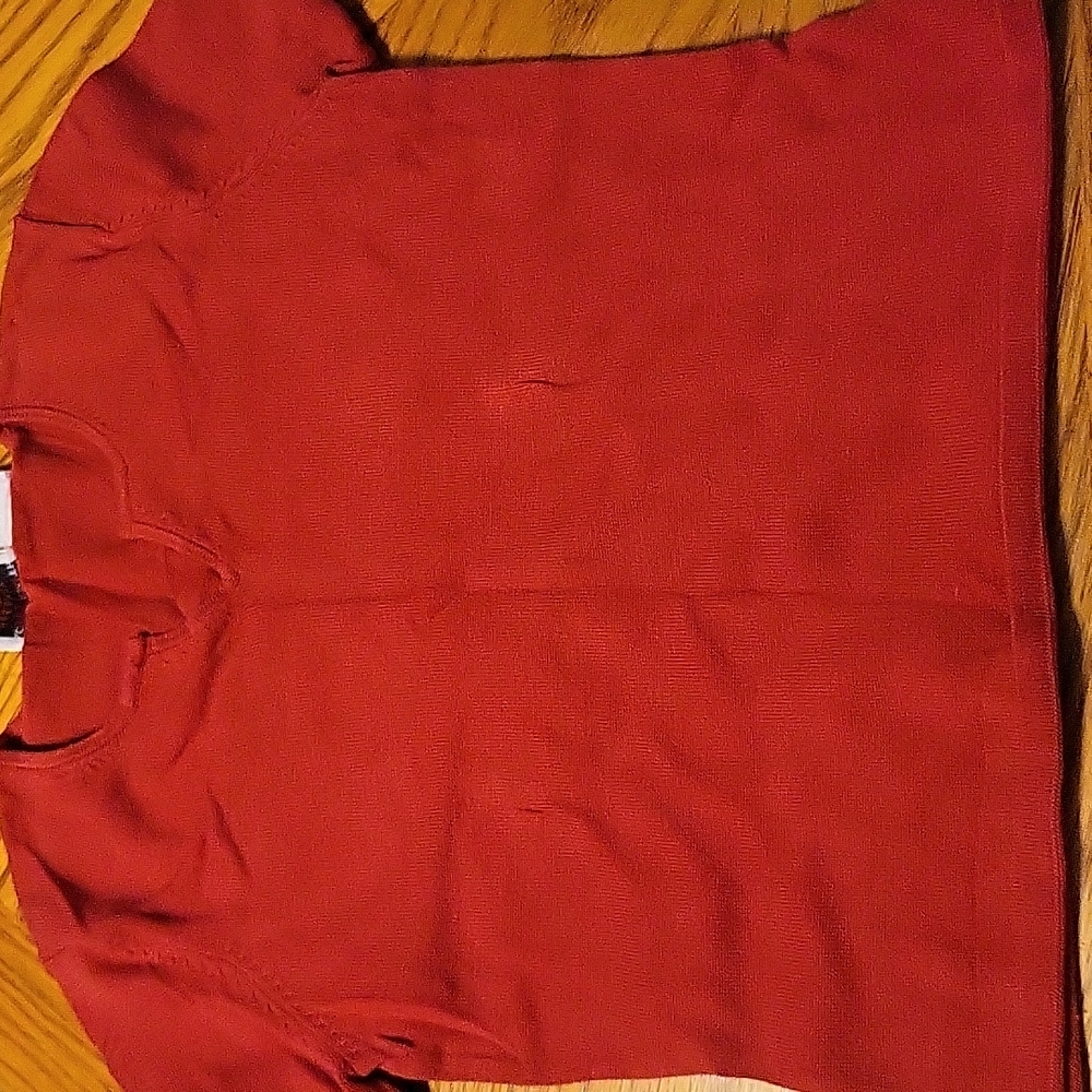 Vintage red short sleeve knit silk sweater
